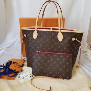 NWT🍓🎀LouisVuitton 💖 NEVERFULL Monogram Canvas Bag Red